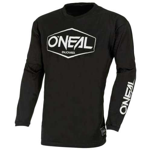 O'Neal | Maillot de Motocross Manga Larga | MX Enduro | Protección Acolchada en los Codos, Transpirable | Maillot de algodón Juvenil Element Hexx V.22 | Niños | Negro Blanco