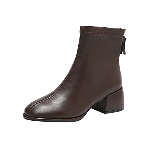 Dasongff Botines planos negros para mujer – Botas planas para mujer ante bota corta moto motorista botas flexibles para mujer, botas de montar marrón, botas de pantorrilla anchas, Chelsea Boots,