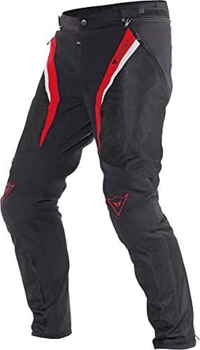 Dainese 1755081_678_52 Drake Super Air Tex Pants Pantalones Moto, Negro/Rojo/Blanco, 52