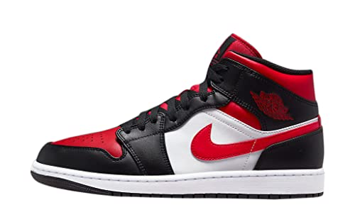 Nike Hombres Air Jordan 1 Mid Zapatos De Basquetbol, Negro/Rojo fuego-Blanco, 41 EU