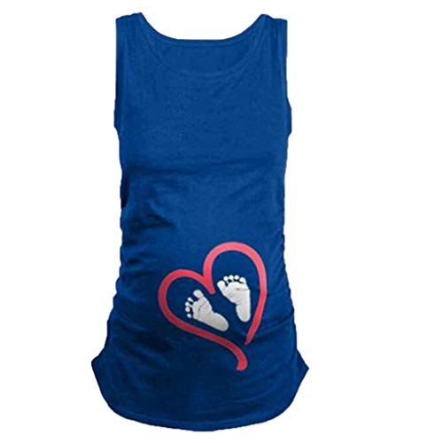 Huixin Mujeres Embarazadas Camisetas Maternidad Suave Corazón Lindo Bebé Camiseta Vintage Embarazo Camiseta para La Futura Madre (Color : Blau, Size : M)