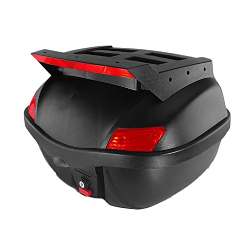 HOLGVE Baúl Universal de Moto de 29L, Caja Superior para Motocicleta para un Casco Completo, con Accesorios universales para Motocicleta, Respaldo y Sistema de liberación rápida