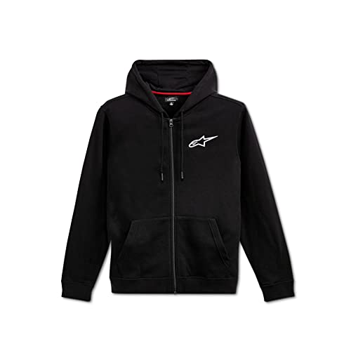 Alpinestars, Ageless Chest Hoodie, Sudadera con Cremallera y Capucha, Negro Blanco, M, Hombre