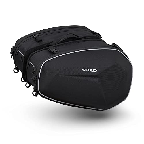 E-BIKERS SHAD E48 - Par de bolsas universales semirrígidas para moto expandibles de 46 a 58 litros, color negro