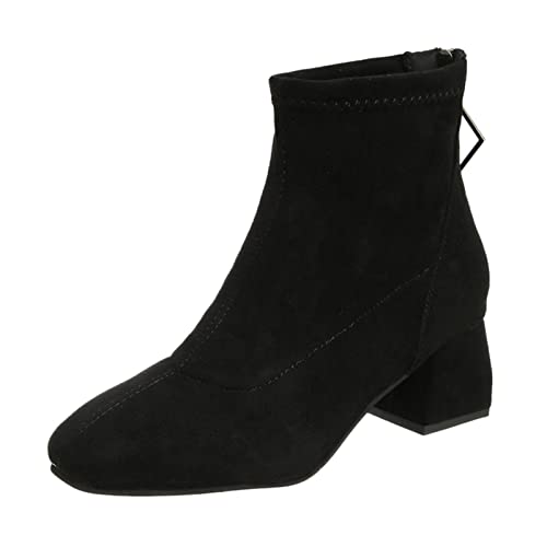 Dasongff Botas Cortas Motardes - Botines Zapatos Antideslizantes Botas Planas Mujer Cordones Botas de invierno para Mujeres Botas Equitación Marrón Botas Plataforma Botas Chelsea Beige, Negro , 40 EU