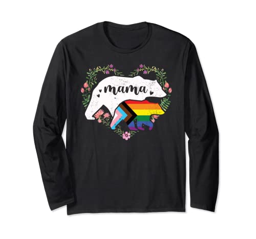 LGBTQ Mama Bear Progress Pride Flag Gay Igualdad de Derechos Arco iris Manga Larga