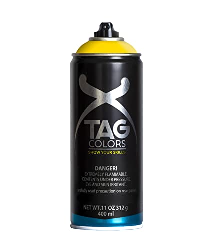 TAG COLORS - Bote de Spray para Graffiti, Color Comet Yellow (G400A006), Resultado Profesional, Precisión y Cubrición, Acabado Ultra Mate, 400ml