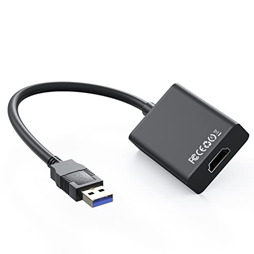 Adaptador USB HDMI, USB 3.0/2.0 a HDMI 1080p Full HD Video Audio Multi Monitor PC HDTV Adaptador convertidor USB HDMI Cables Adaptador Compatible con Windows XP/7/8/Vista/10/11, MacOS, Android - Negro