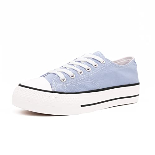 ZAPSHOP, Zapatillas Deportivas, Zapatillas Deporte Sneakers, Suela Caucho, Talón 3cm, Zapato Casual Tela, Transpirable Trabajar o Pasear, Talla 36-41, Azul, Recomendamos Una Talla Más Grande.