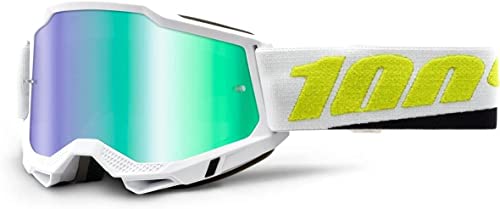 Gafas de Ciclismo 100% Accuri 2 Peyote, Blanco/Amarillo, Lente Espejo Verde