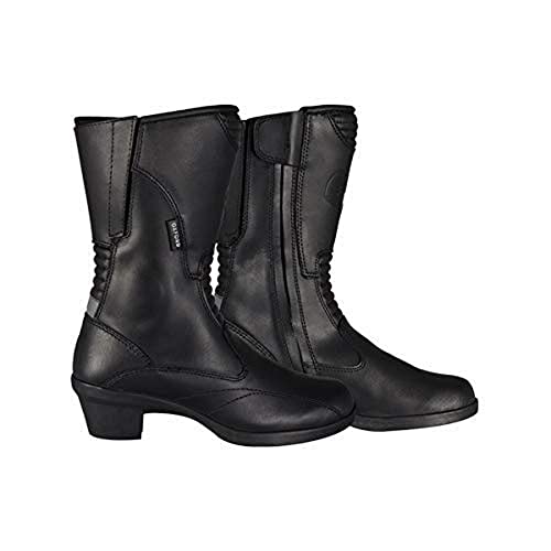 Botas de cuero con tacón Valkyrie para mujer de Oxford, resistentes al agua, color negro, para motocicleta, talla 36 (EU)