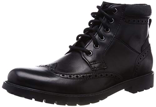 Clarks Curington Rise, Botas Chelsea Hombre, Negro (Black Smooth Leather), 44 EU