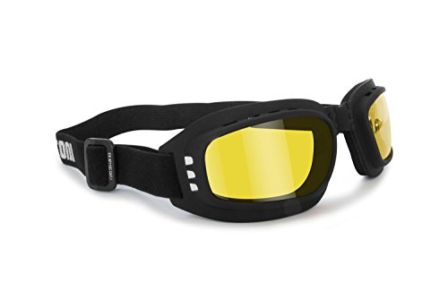 BERTONI Gafas de Moto AntiVaho AntiViento Banda Elastica Adjustable AF112 (Lente Amarilla)