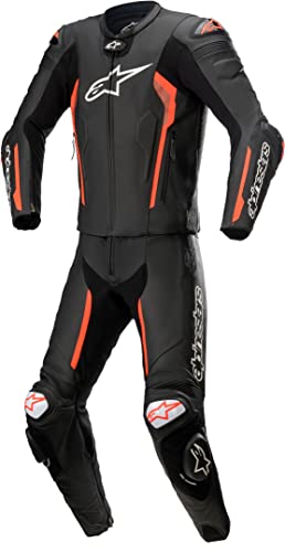 Alpinestars Misile V2 Traje De Cuero para Moto En D Monos 2 Piezas, Negro/Rojo, 54 Unisex Adulto