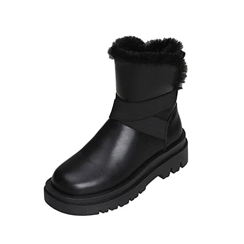 Botas Mujer Tacon Medio Mujer Invierno a de Agua Cremallera Plana Mantener Caliente Botas de Nieve cómodas Botas Medias Zapatos Botines Moto Hombre