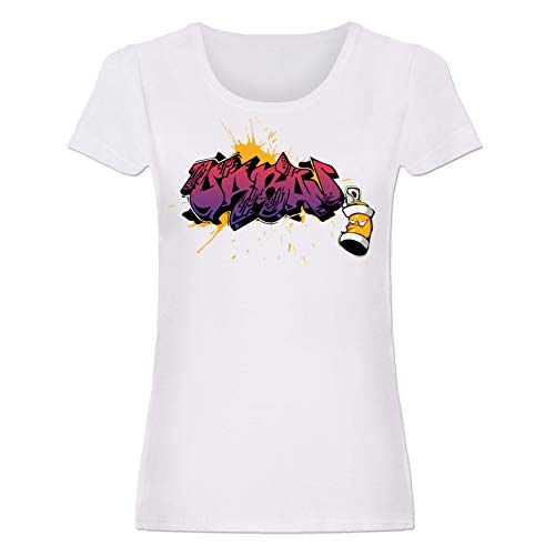 Camiseta de mujer Urban Murales Graffiti Style – Bote spray Artistas de Strada Street Art blanco S