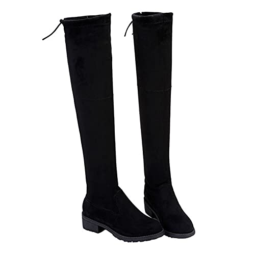 NUSGEAR 2021 Botas de tacon bajo Mujer Fiesta Zapatos Mujer Otoño Invierno Botas de Nieve Cómodos Botines Moda Faux Delgado Botas altas Tacon Tobillo caliente Botas de Agua terciopelo fino Mujer