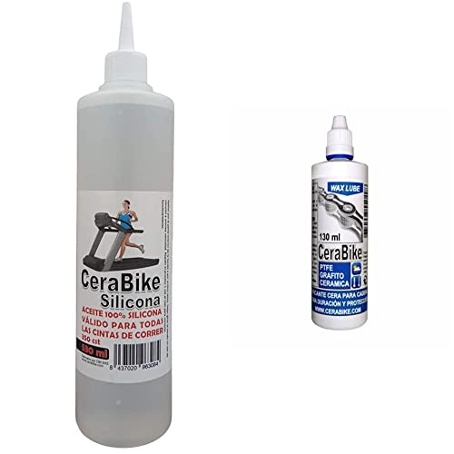 CeraBike Silicona 100% Lubricante para Cintas de Correr y Andar 530 ml & WAXLUBE. LUBRICANTE Base Cera para Cadena con PTFE, Grafito Y Ceramica (130ML)