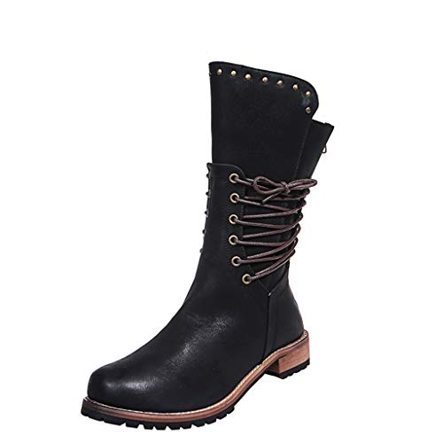 UMore Botas de Nieve para Mujer Zapatos Mujer Deportivos Running Botas De Combate Militares De La Hebilla Punky Retro del Estilo del Vintage Gótico De Steampunk De Las Mujeres