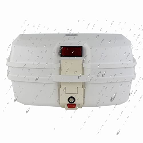 WNANCH Caja De La Cola De La Motocicleta, Maletero De Moto, Baúl De Moto para 2 Cascos Integrales con Candado De Seguridad 47L 56X42X29CM (Color : Blanco)