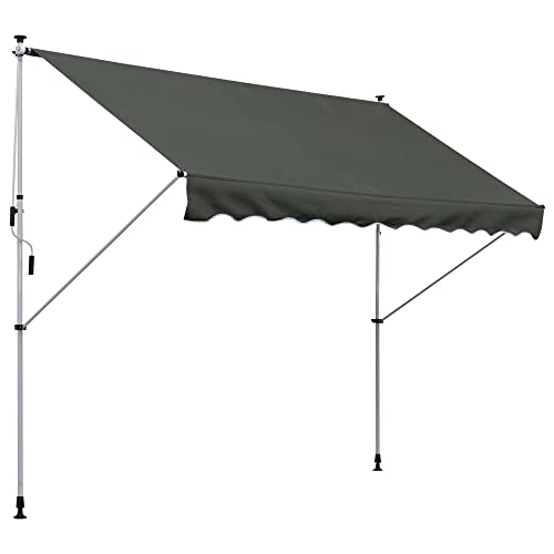 Outsunny Toldo Manual Retráctil para Exterior 300x150x170-280 cm Toldo Enrollable Altura Ajustable con Manivela Protección Solar para Terraza Balcón Jardín