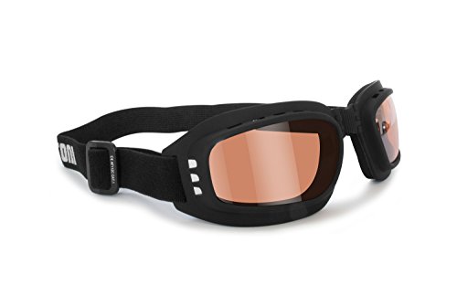 BERTONI Gafas de Moto AntiVaho AntiViento Banda Elastica Adjustable AF112 (Lente Naranja)