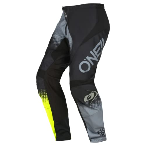 O'Neal | Pantalones Enduro MX | Máxima Libertad de Movimiento, diseño Ligero, Transpirable y Duradero | Pantalones Element Racewear V.22 | Adulto | Negro Gris Amarillo Fluorescente | Talla 40/56