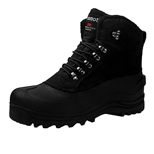 riemot Botas Nieve Mujer Hombre Invierno Botas montaña Impermeables Trekking Zapatos Cálido Forro de Piel Antideslizante, botines hombre mujer invierno EU 37-47, Hombre Negro EU 44