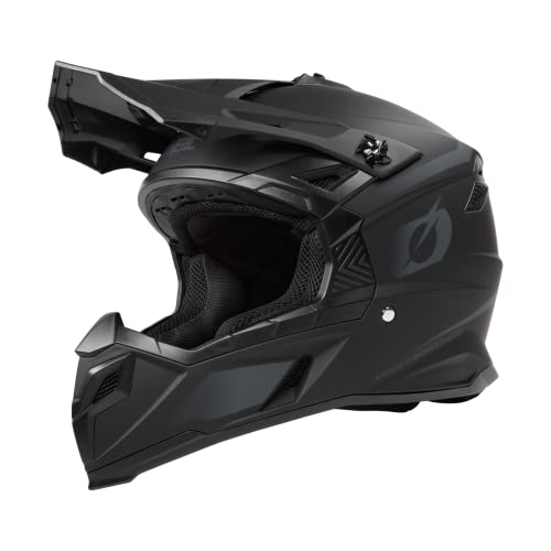 O'NEAL | Casco de Motocross | Motocicleta MX Enduro | Compatible con Airflaps™, Forro Acolchado Coolmax, Cierre de trinquete Microlock | C-SRS Helmet Solid | Adulto | Negro | Talla L