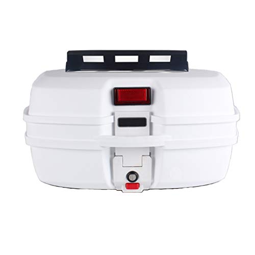 ADKINC 45L Motorcycle Tour Tail Box Maletero Resistente al Agua Top Lock Storage Carrier Case con LED luz de Advertencia Nocturna - Caja Fuerte Resistente a la presión (Negro, Rojo, Blanco)