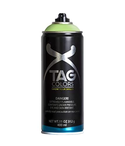 TAG COLORS - Bote de Spray para Graffiti, Color Radiant Green (G400A021), Resultado Profesional, Precisión y Cubrición, Acabado Ultra Mate, 400ml