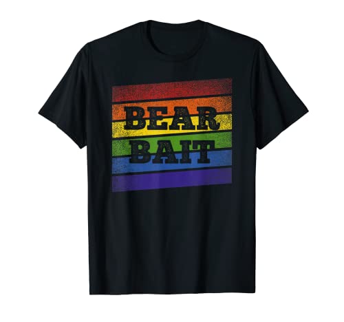 Hombre Bear Bait On LGBT Pride Bandera Arco Iris Rayas Camiseta