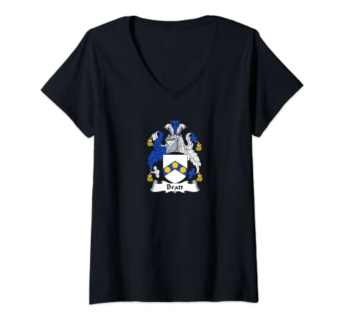 Mujer Escudo de armas Bratt - Escudo de la familia Camiseta Cuello V