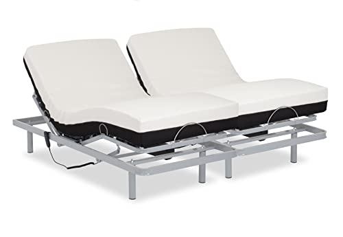 Gerialife® Cama articulada de Matrimonio Reforzada con colchón ortopédico viscoelástico 20 cm (180x190, Mando por Cable)