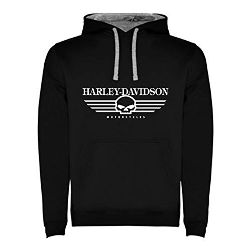 Camiseta Sudadera con Capucha Logo de Harley Davidson Negra Bicolor Hombre Tallas S M L XL XXL (as4, Alpha, x_l, Regular, Regular, XL)