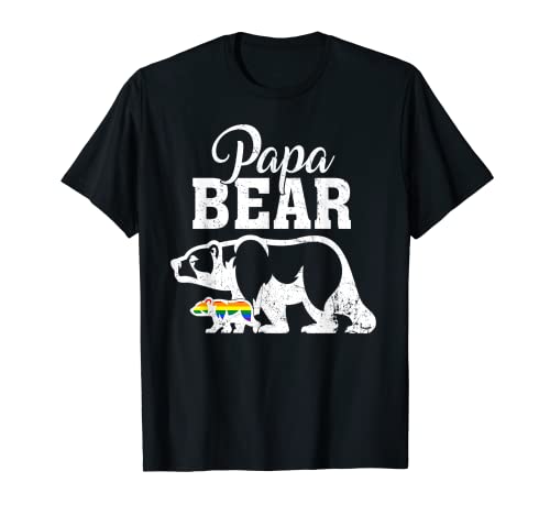 Papa Bear Gay Orgullo Arco Iris Bandera LGBT Papá Camping Padre Día Camiseta