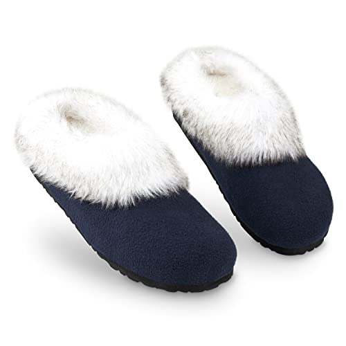 Dunlop Zapatillas Mujer Casa con Suela Antideslizante, Pantuflas Mujer Invierno con Forro Polar, Regalos Para Mujer y Chica Adolescente Talla 37-41 (39, Azul Marino, numeric_39)