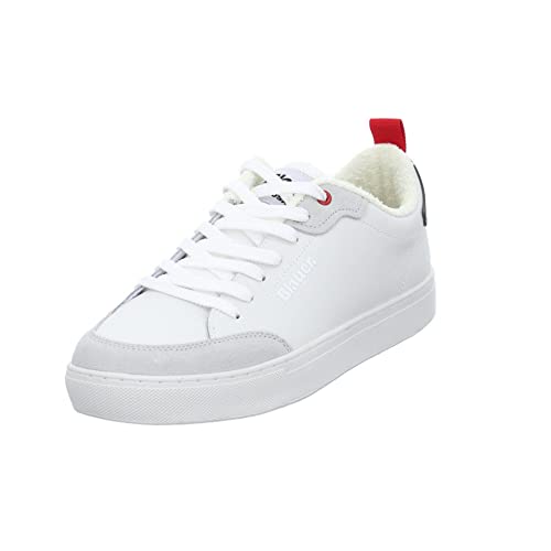 Blauer.USA Fargo 01 - Zapatillas deportivas de piel para hombre, diseño de cuadros, Color blanco, azul marino y rojo., 44 EU