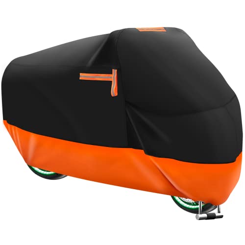 Lona impermeable para motocicleta, resistente al invierno, para exteriores, cubierta para moto, 210D, Oxford, para moto, garaje, interior, con 2 hebillas, 3 reflectantes, 245 cm x 105 cm x 125 cm