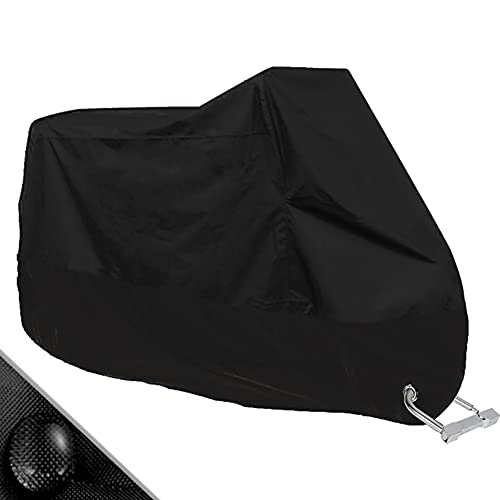 Hanbee Funda para Moto Cubierta Protectora UV de la Motocicleta con Agujeros de Bloqueo, Impermeable y Resistente al Viento Lluvia Nieve,Antipolvo al Aire Libre, 190T, XXL 245X105X125cm,Negro