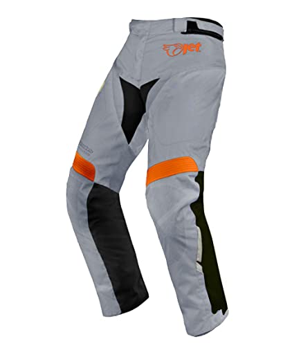 Jet Pantalones Moto Motocicleta Hombre Protección Textiles Impermeable Cinturón Ajustable Reflexiva Forro térmico extraíble Touring (EU 62 Regular, Gris Plateado)