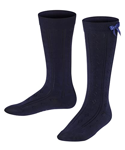 FALKE Ajour Calcetines A La Rodilla Unisex - Niños Algodón Blanco Azul Marino Regalos Infantil Seguridad Para Botas O Zapatillas con patrón transpirable largo liso 1 Par