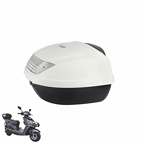 HGTRH Baul Moto Custom 2 Cascos, Baúl Moto 52 litros, Maleta Moto con Respaldo, 58 x 43 x 32 cm Respaldo de Maletas para Moto, Baul Moto Blanco con Dos Llaves Accesorios