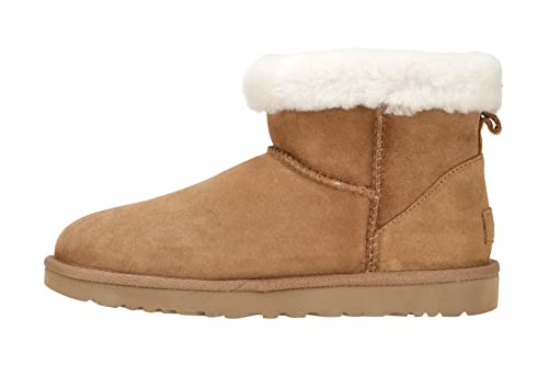 UGG Botas de invierno para mujer Classic Mini Heritage Fluff, marrón claro, 38 EU