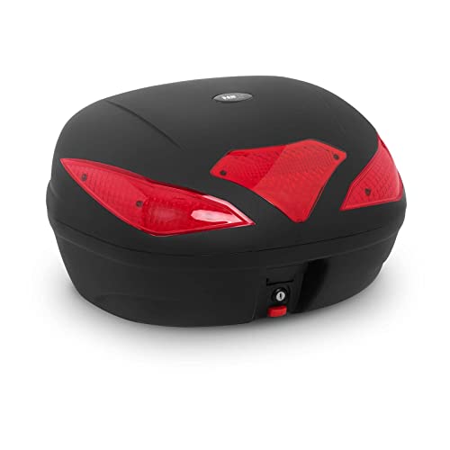 MSW Caja para Moto Baúl De Motocicleta MSW-MC62L3 (Universal, con Cerradura y Llave de Repuesto, Reflectores, Volumen de 62 L)