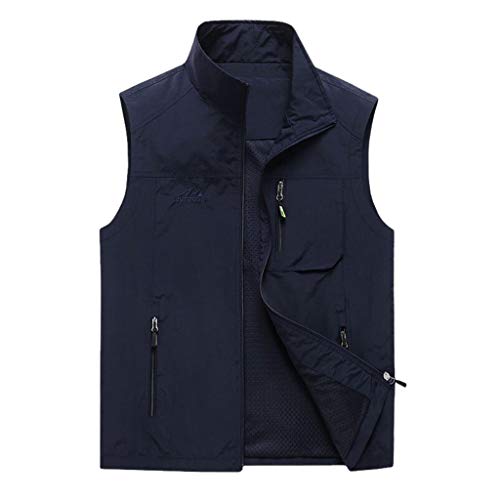 Chaqueta larga para hombre otoño e invierno barata chaqueta de moto verano casual confort chaqueta de enfermería chaqueta con capucha azul cálido chaqueta sin mangas ligera, B-azul oscuro., XL