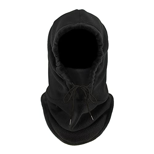 MIVAIUN Gorro Polar con Capucha, Negro Pasamontañas, Balaclava, Unisex Calentador de Cuello, Térmica Forro Polar Sotocasco, Capucha De Lana Térmica, para Ski Moto Ciclismo, Talla única (Negro)