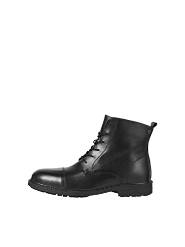 JACK&JONES Jfwnick Jio-Botas de Piel, Cordones Hombre, Antracita, 42 EU