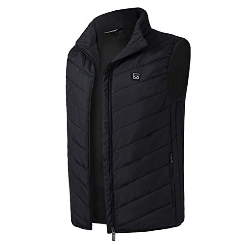 Dasongff Chaleco calefactor para hombre y mujer, chaqueta térmica USB con 5 zonas calentadas chaleco caliente lavable para invierno moto caza (batería no incluida), A1-negro., L