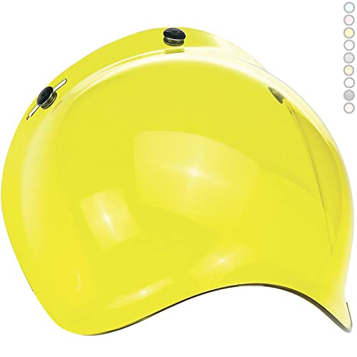 Visera Burbuja Para Casco Jet o Integral 3 Botones Bubble Universal Mecanismo Ajustable en 3 Alturas a Prueba De Viento Para Harley Biltwell Bell DMD Bandit Yam AFX Nolan Agv ( Amarillo )